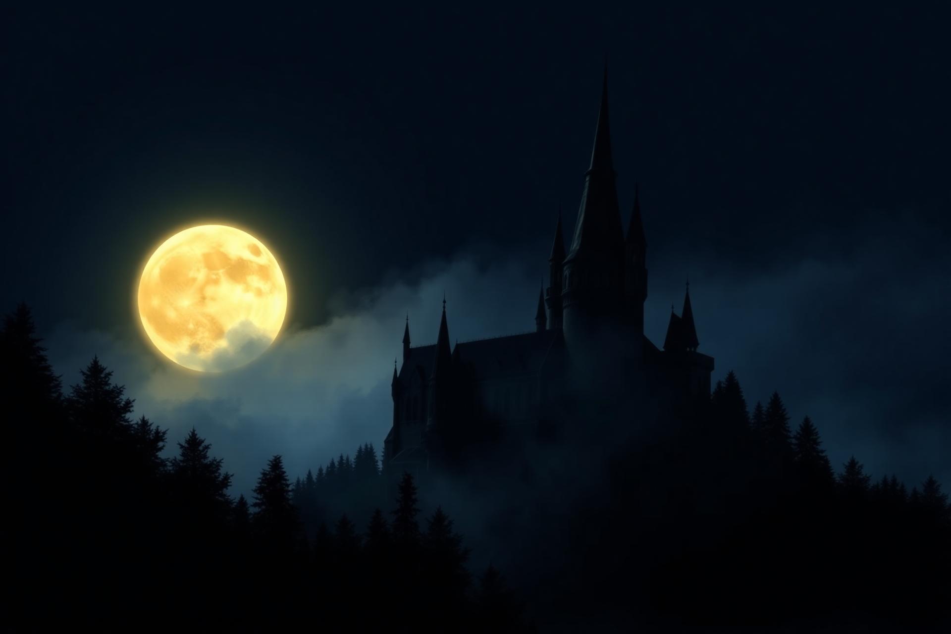 Měsíční hrad v mlžných lesích